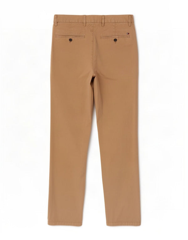 Tommy Hilfiger Mens Straight Chino Trousers W32 L32 Beige Cotton
