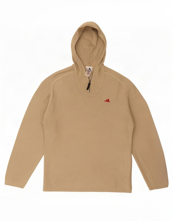 Adidas Uomo Maglione con cappuccio e zip sul collo in acrilico verde medio