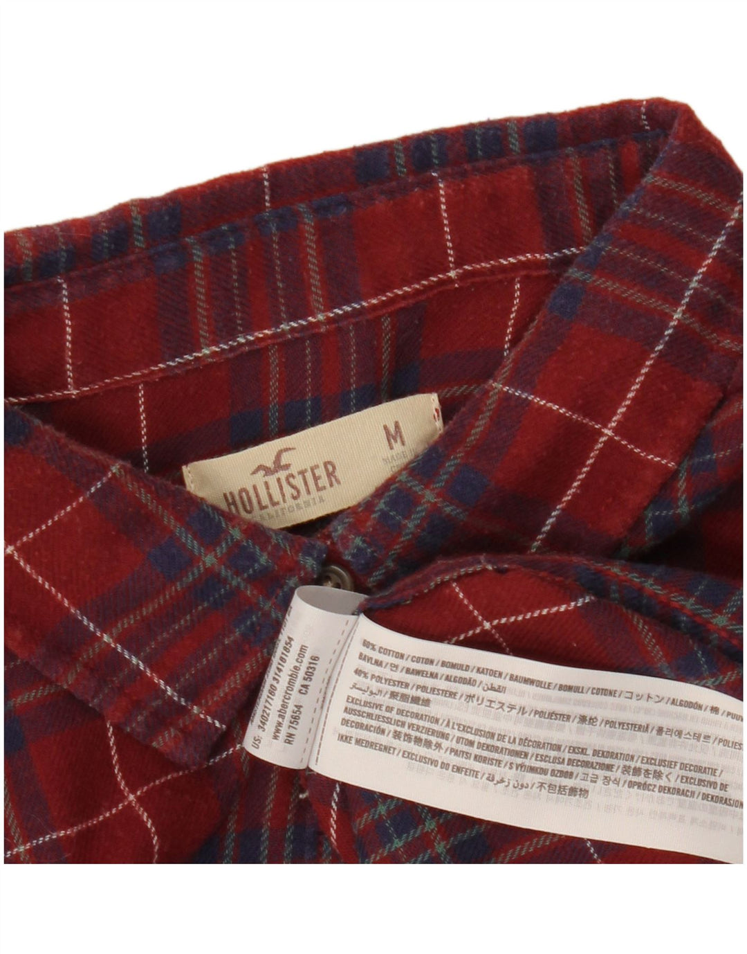 Camicia di flanella da donna HOLLISTER UK 14 Cotone a quadri bordeaux medio