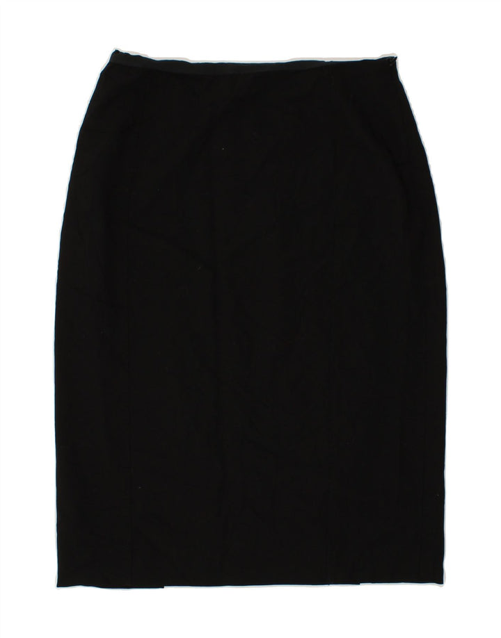 Gonna longuette da donna JAEGER UK 12 media W28 lana nera