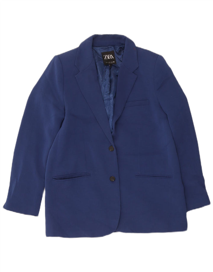 Giacca blazer a 2 bottoni da donna Zara UK 14 poliestere blu navy medio
