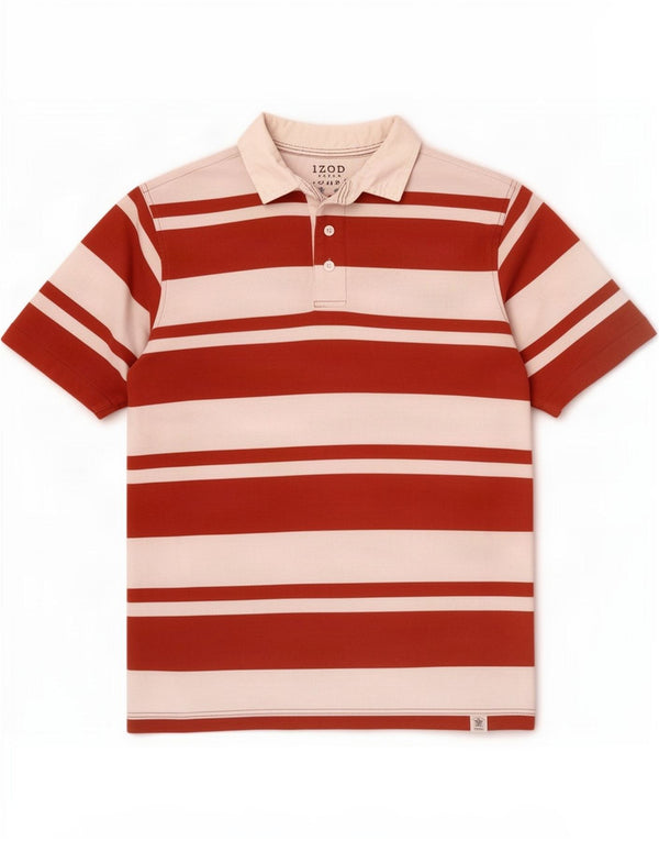 Polo da rugby da uomo Izod piccola in cotone a righe rosse