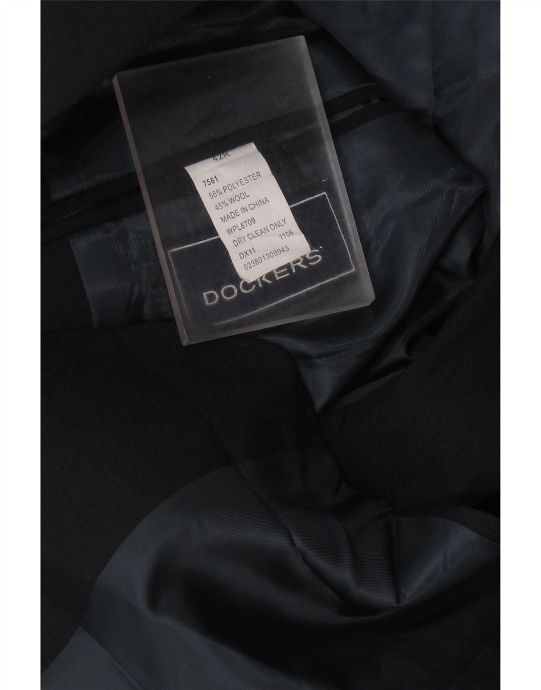 DOCKERS Giacca blazer da uomo a 2 bottoni UK 42 XL Poliestere nero