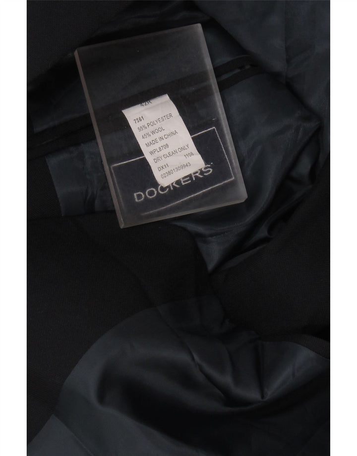 DOCKERS Giacca blazer da uomo a 2 bottoni UK 42 XL Poliestere nero