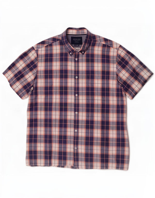 Camicia Joules da uomo a maniche corte vestibilità classica 2XL cotone a quadri blu