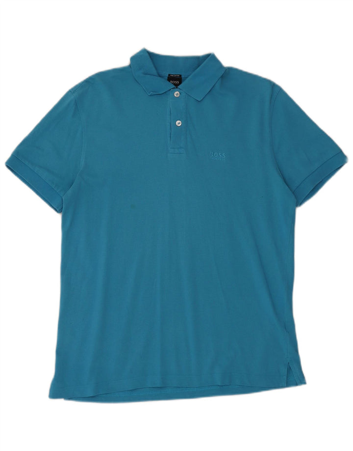 Polo Hugo Boss da uomo vestibilità regolare in cotone blu medio