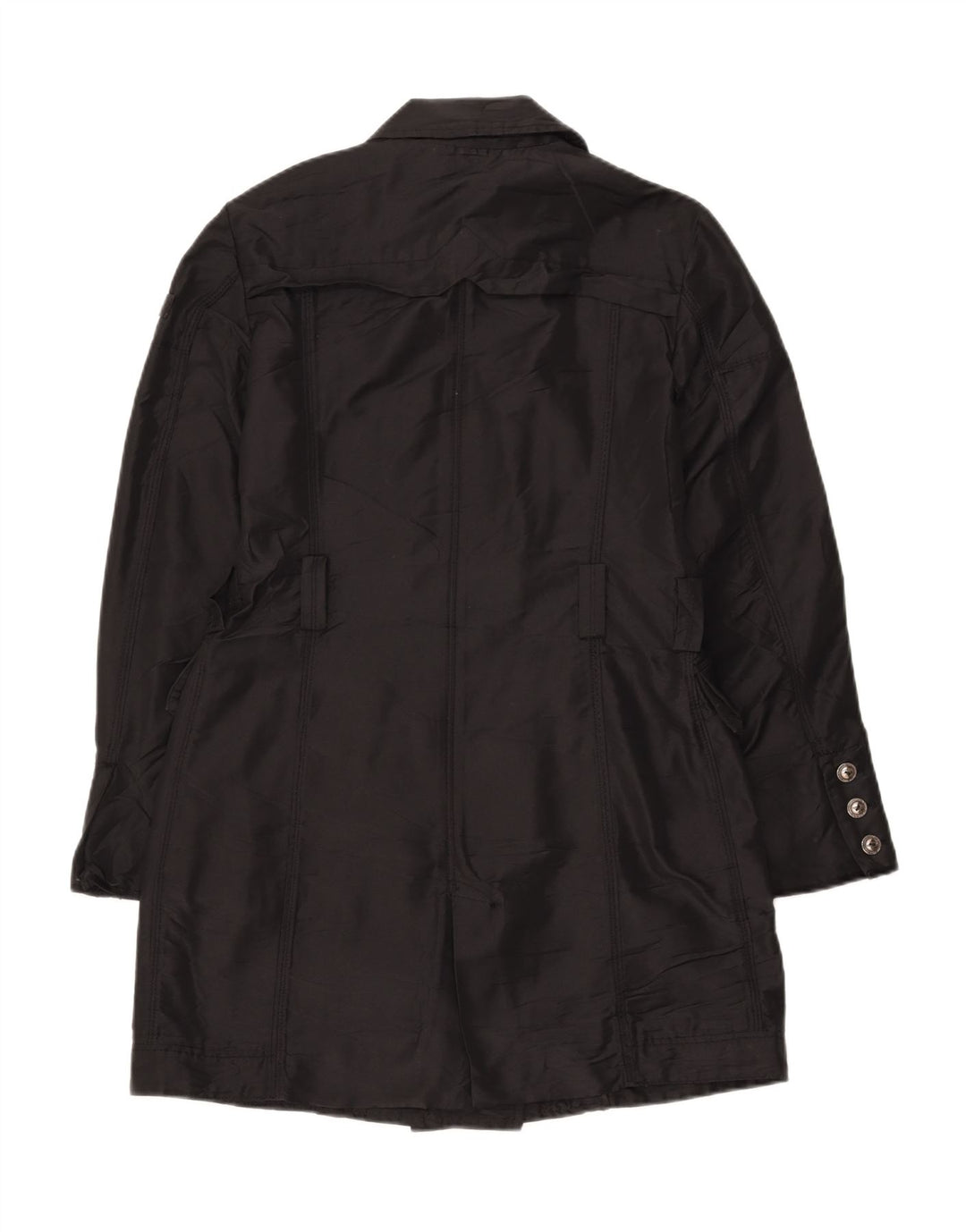 PEUTEREY Womens Overcoat IT 44 Medium Black Polyester Vintage PEUTEREY and Second-Hand PEUTEREY from Messina Hembry 