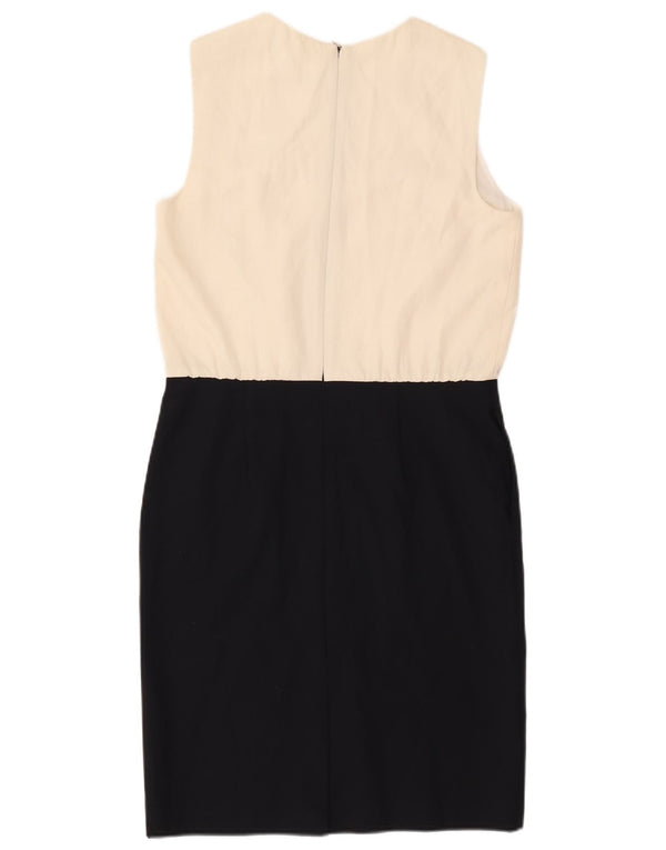 HUGO BOSS Womens Sleeveless Sheath Dress UK 10 Small Navy Blue Colourblock