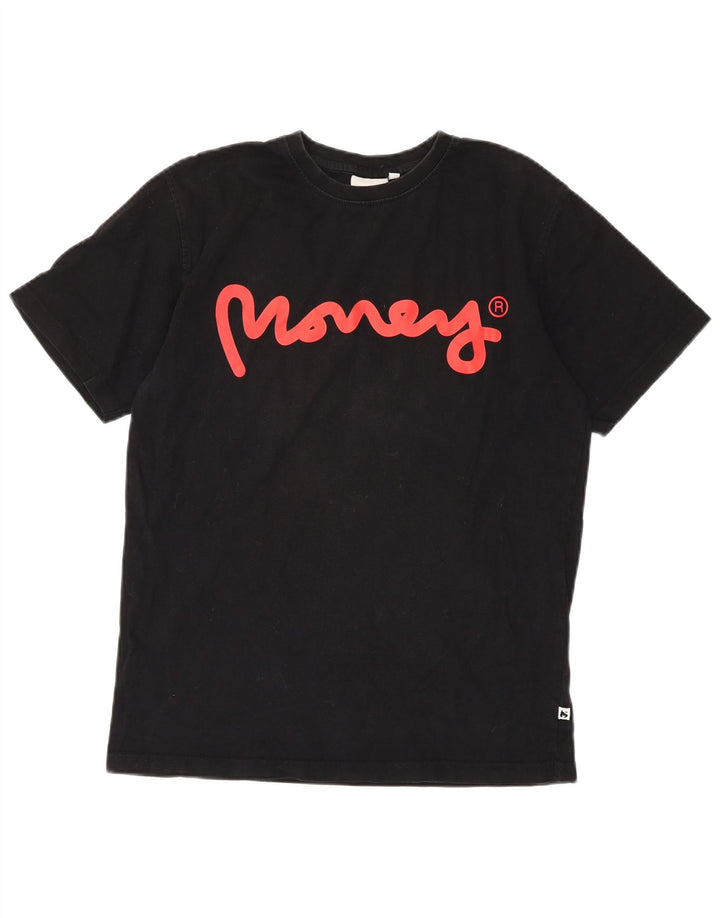 T-shirt grafica da uomo Money Top in cotone nero medio