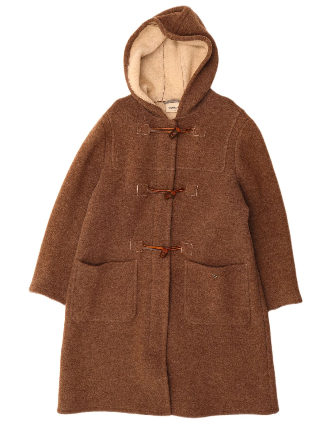 Montgomery con cappuccio da donna Isabella G UK 14 Lana nuova marrone medio