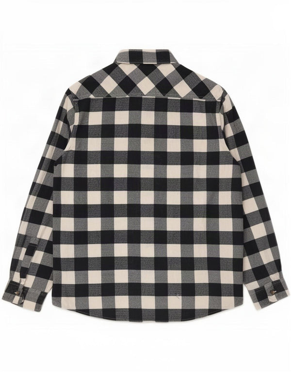 Identic Camicia in flanella da uomo grande in cotone a quadretti blu navy