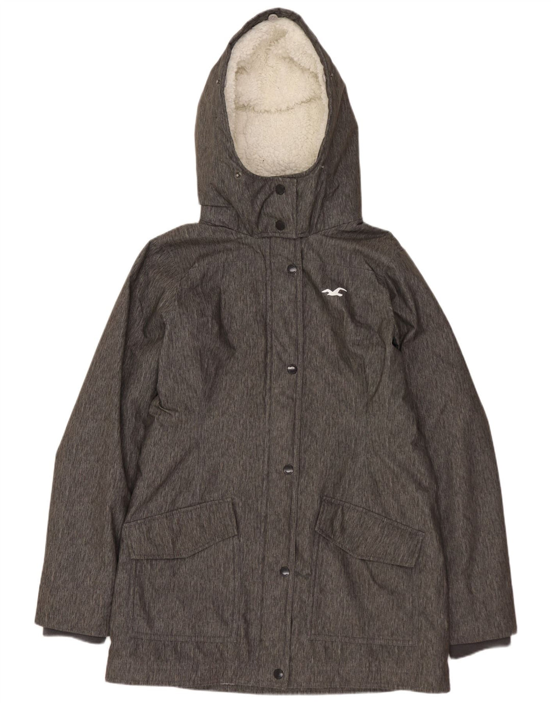 Giacca parka con cappuccio da donna HOLLISTER UK 14 Poliestere screziato grigio medio