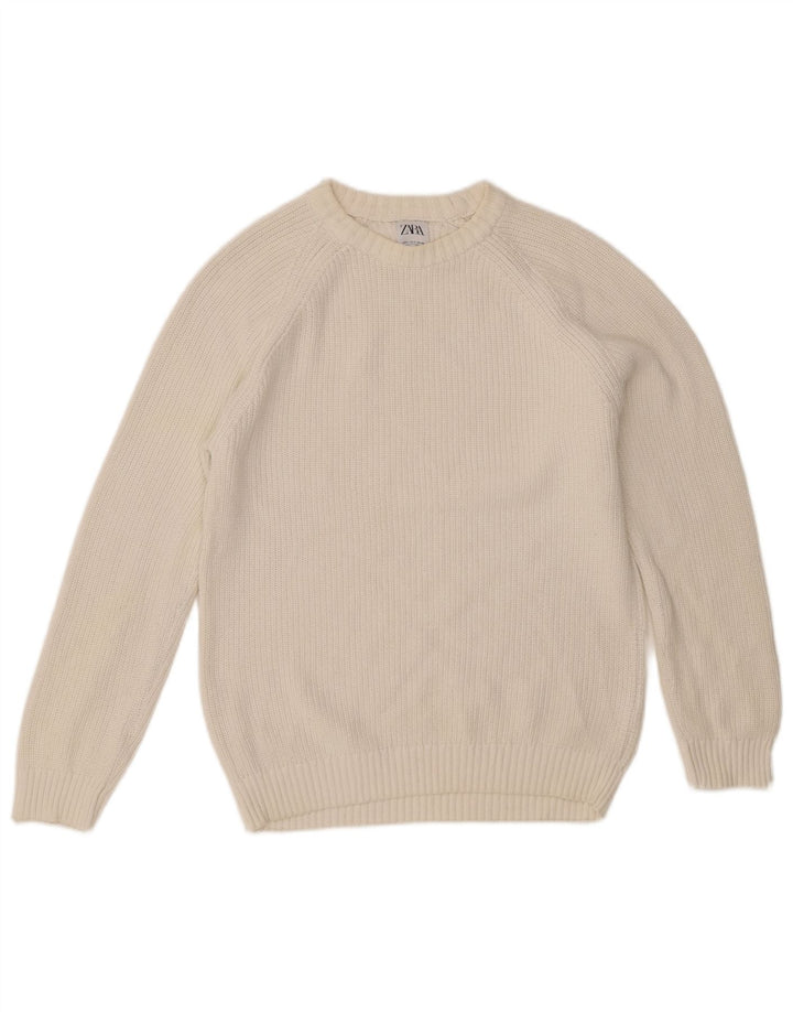 Maglione girocollo da uomo Zara piccolo in cotone bianco