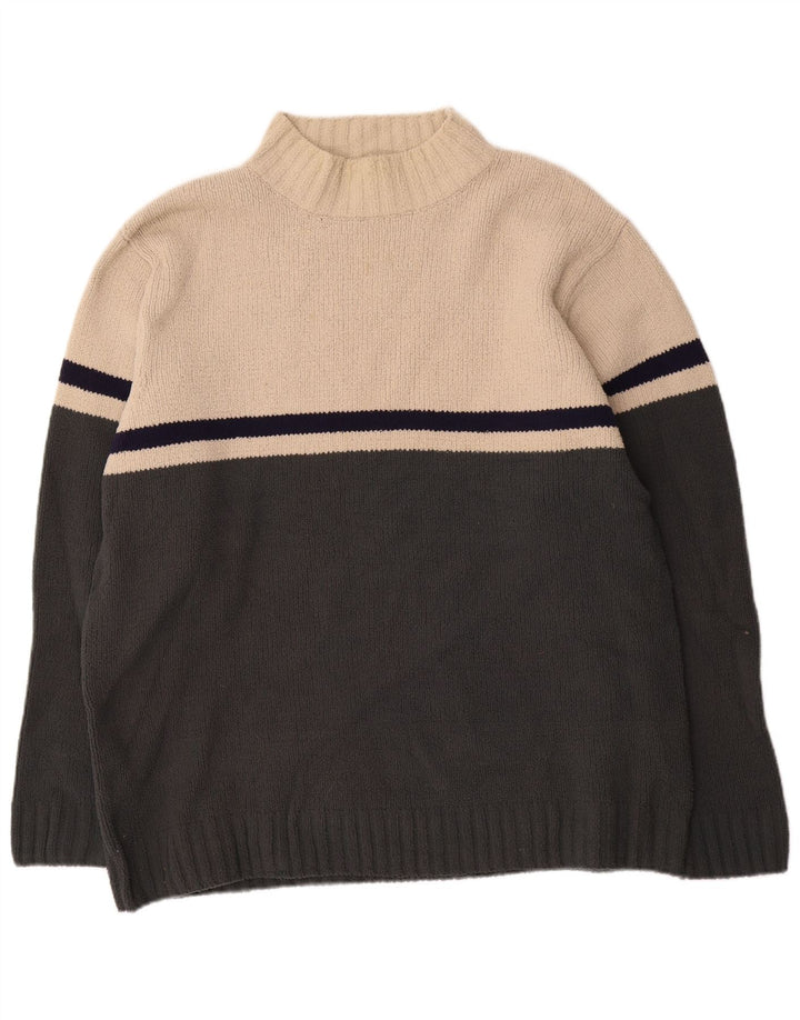 Marks & Spencer Maglione da uomo con collo alto e maglione grande color block bianco sporco
