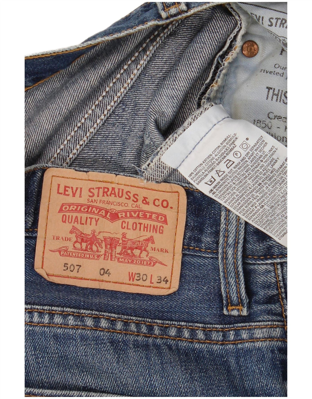 Pantaloncini di jeans Levi's 507 da donna W30 cotone blu medio
