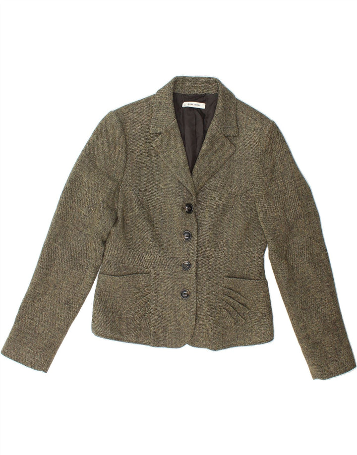 MORE & MORE  Womens Crop 4 Button Blazer Jacket UK 12 Medium  Green Wool Vintage MORE & MORE and Second-Hand MORE & MORE from Messina Hembry 