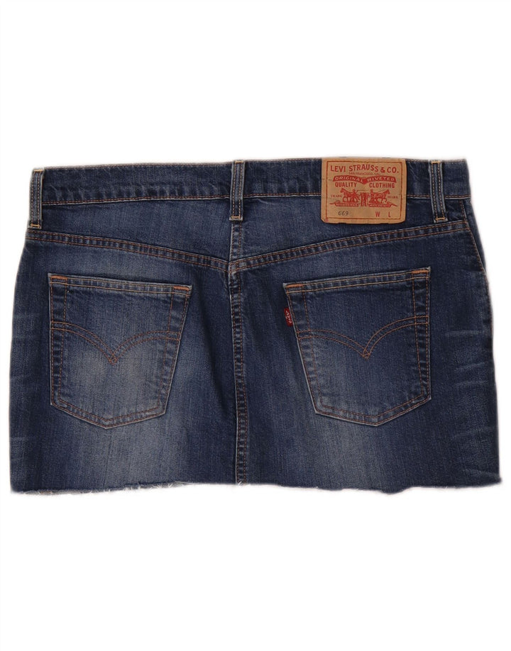 Mini gonna di jeans 669 da donna Levi's W32 grande in cotone blu navy