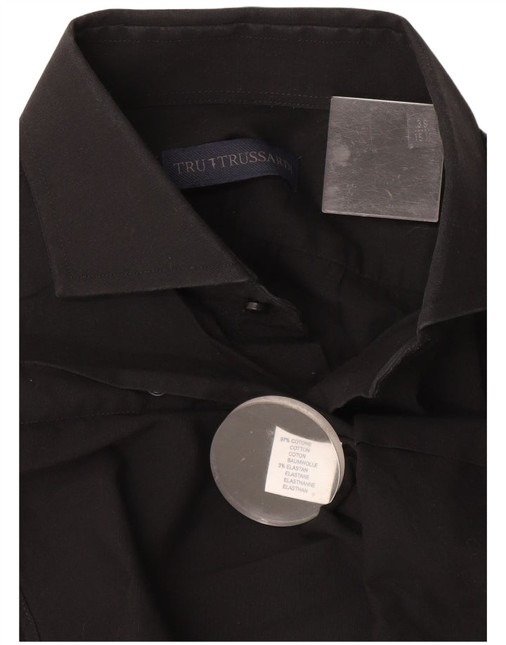 Camicia Trussardi Uomo Taglia 39 15 1/2 Media Cotone Nero