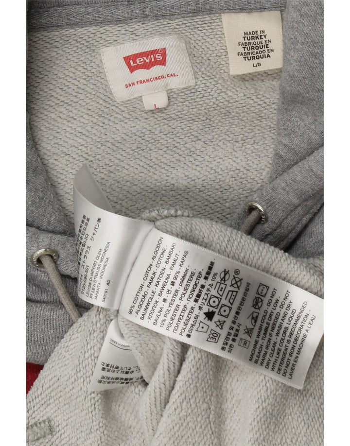 Maglione con cappuccio grafico da uomo Levi's Large in cotone grigio