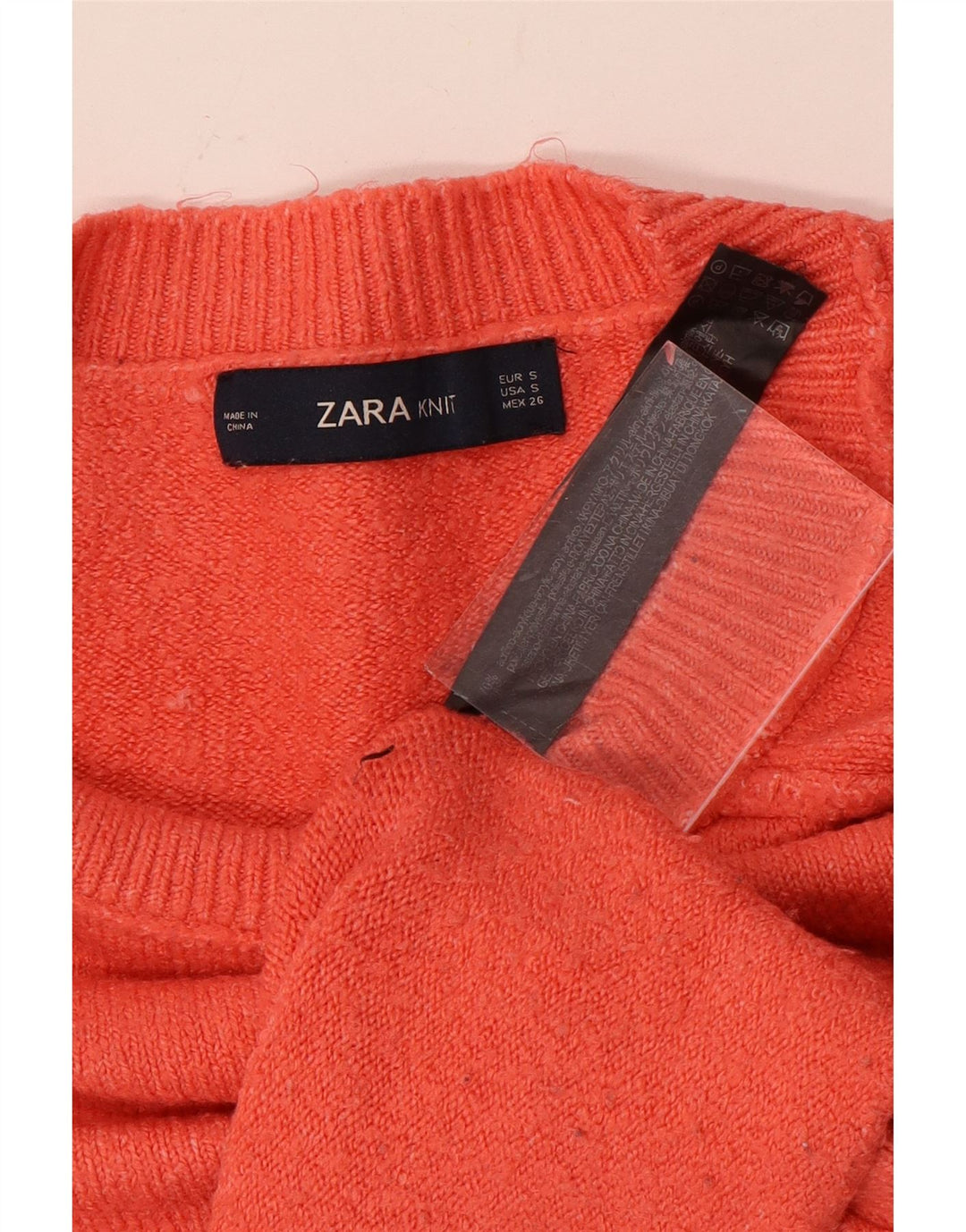Maglione maglione oversize con scollo a barca da donna Zara UK 10 piccolo poliestere arancione