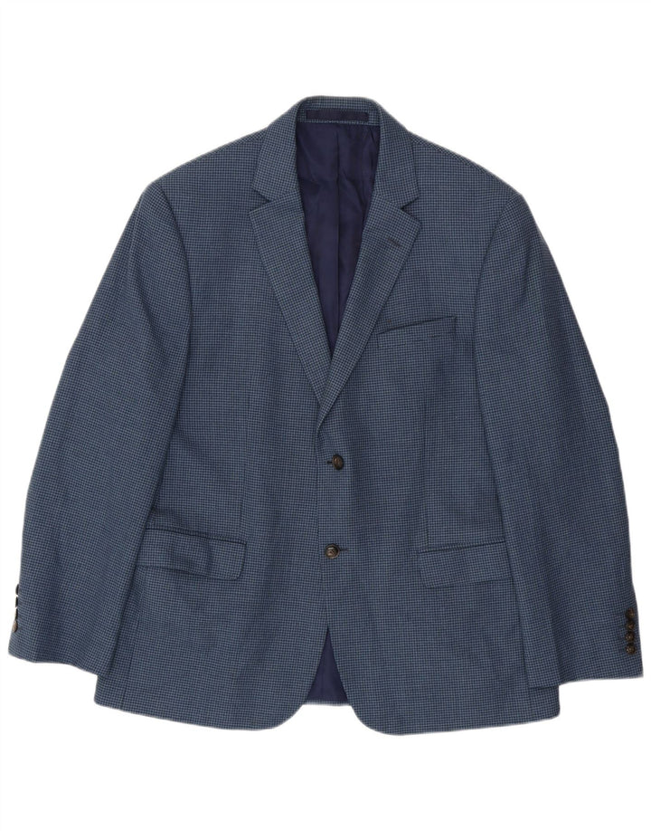 MARKS & SPENCER Giacca blazer da uomo a 2 bottoni UK 42 grande pied de poule blu