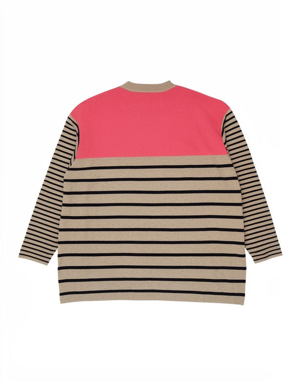 Maglione maglione girocollo da donna John Lewis UK 16 grandi righe beige