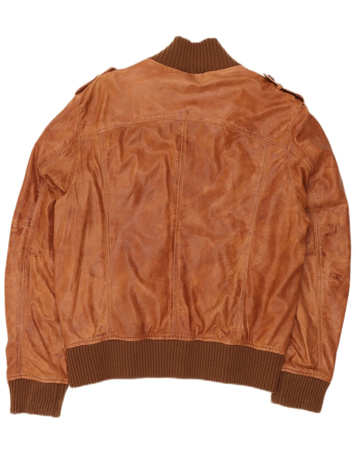 Giacca bomber militare da uomo GYPSY in pelle UK 40 grande in pelle marrone