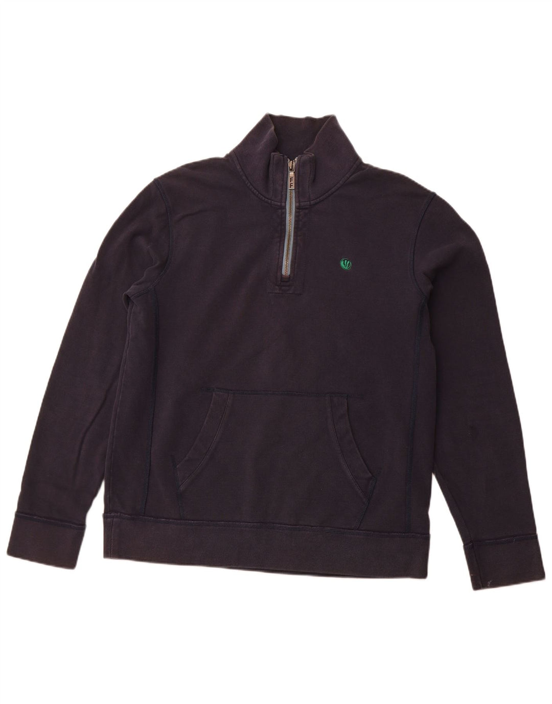 FAT FACE Felpa da uomo con collo con zip, maglione grande, cotone blu navy