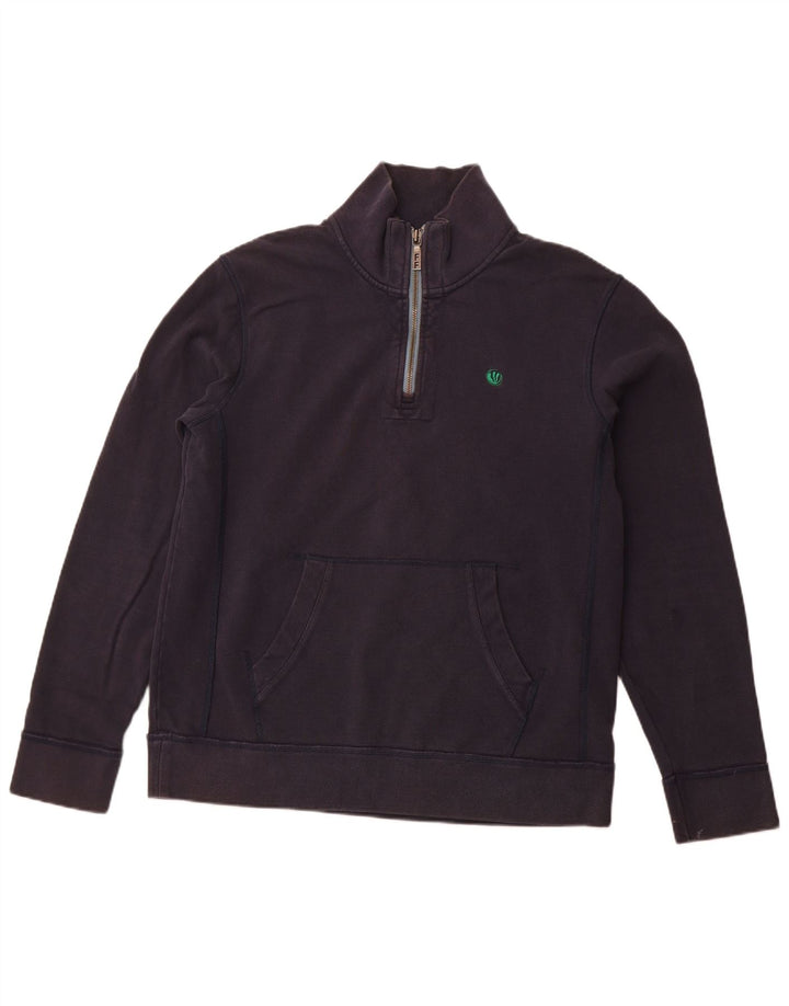 FAT FACE Felpa da uomo con collo con zip, maglione grande, cotone blu navy