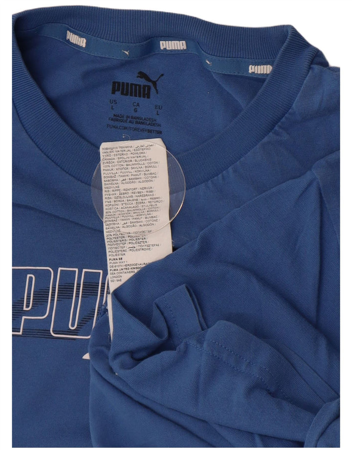 T-shirt grafica da uomo PUMA grande in cotone blu