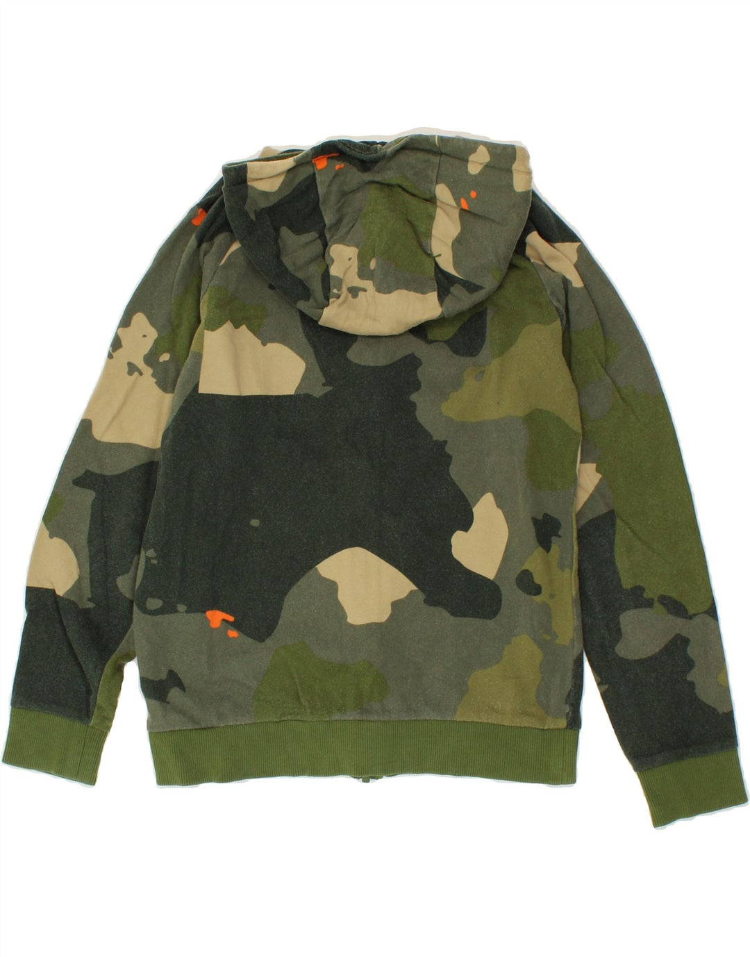 NAPAPIJRI Boys Graphic Zip Hoodie Sweater 11-12 Years Green Camouflage Vintage Napapijri and Second-Hand Napapijri from Messina Hembry 