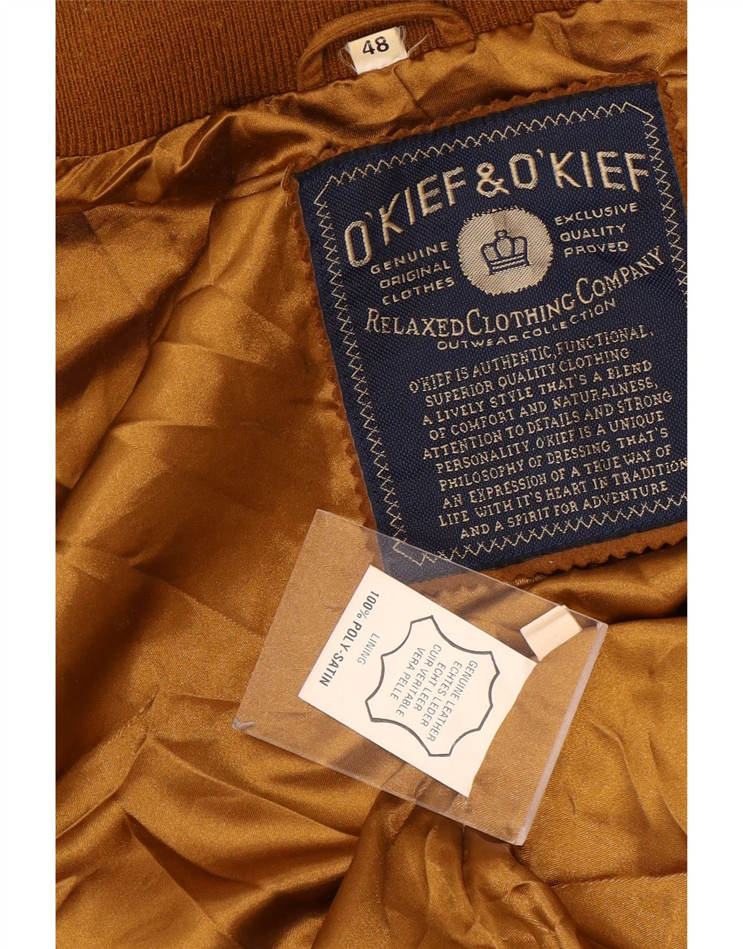 Giubbotto bomber in pelle scamosciata dal taglio ampio da uomo O'Kief IT 48 in pelle marrone medio