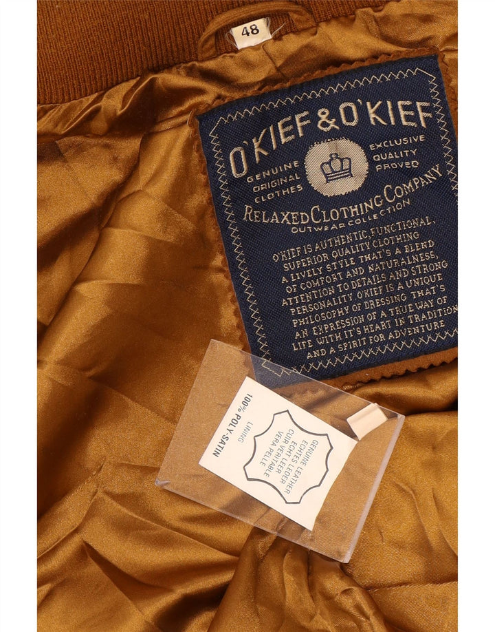Giubbotto bomber in pelle scamosciata dal taglio ampio da uomo O'Kief IT 48 in pelle marrone medio