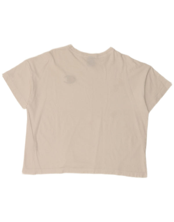 T-shirt corta da donna Champion UK 16 grande cotone bianco