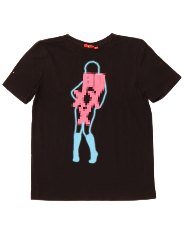 T-shirt grafica da donna PUMA Top UK 10 piccola in cotone nero