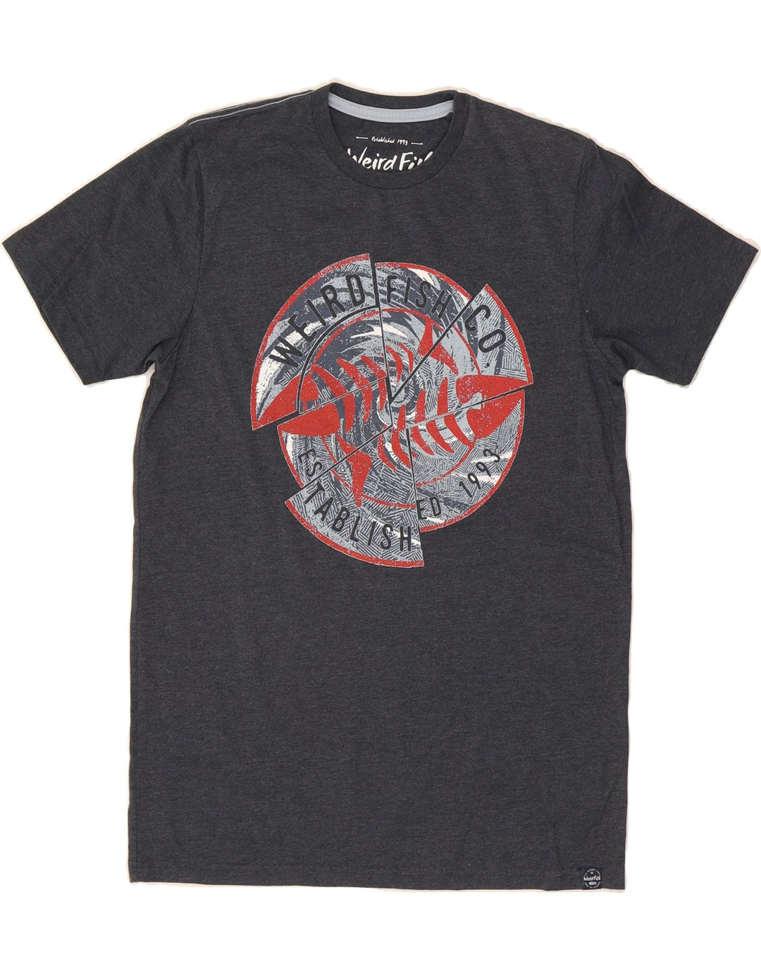 WEIRD FISH Mens Graphic T-Shirt Top Small Navy Blue Vintage Weird Fish and Second-Hand Weird Fish from Messina Hembry 