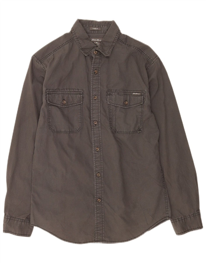 Camicia da uomo Classic Fit Eddie Bauer piccola in cotone grigio