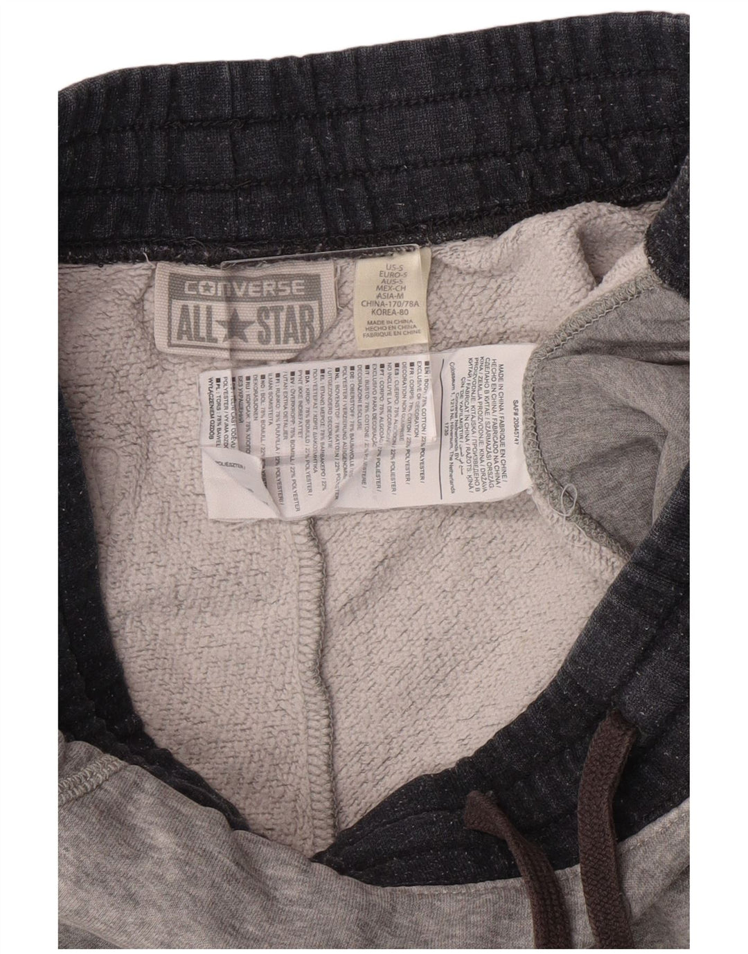 Pantaloncini casual con grafica Converse All Star da uomo piccoli W28 in cotone grigio