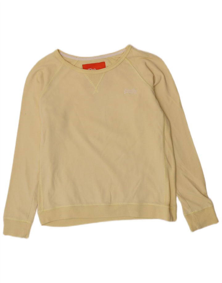 Top da donna a maniche lunghe Superdry UK 14 grande cotone giallo
