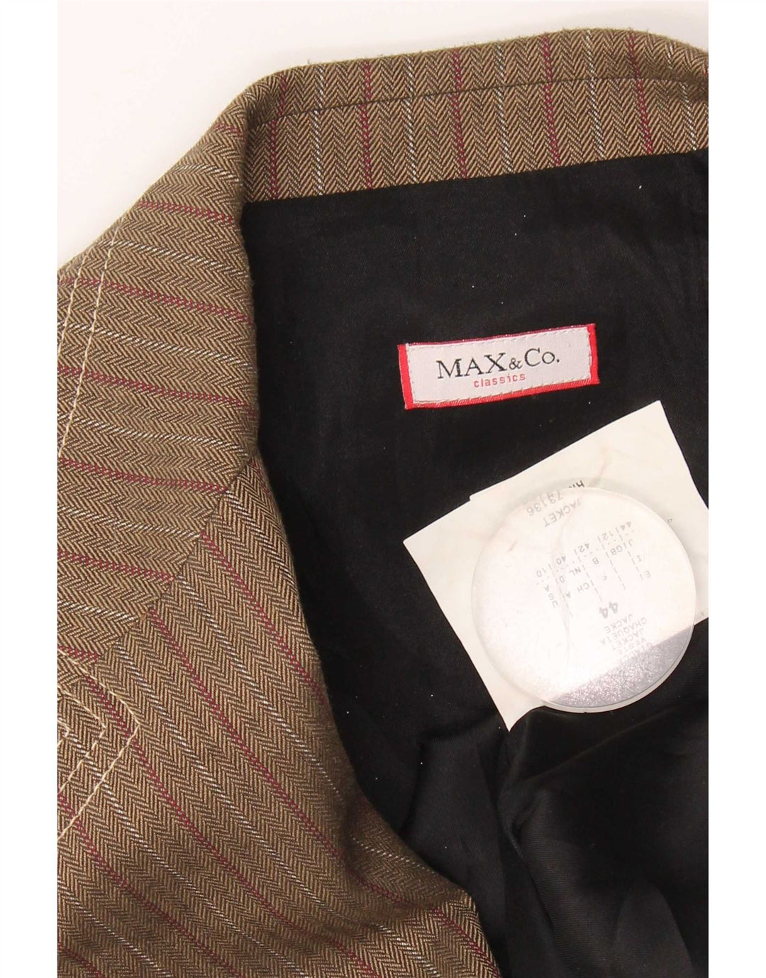 Max & Co. Giacca blazer da donna a 3 bottoni UK 12 Acetato a righe marrone medio