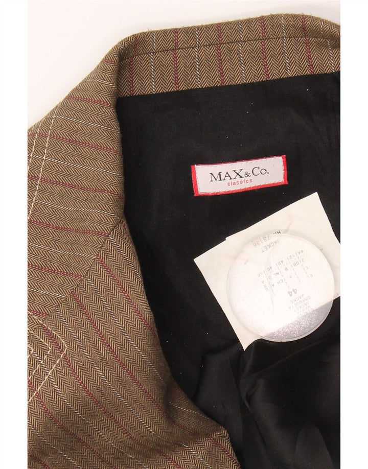 Max & Co. Giacca blazer da donna a 3 bottoni UK 12 Acetato a righe marrone medio
