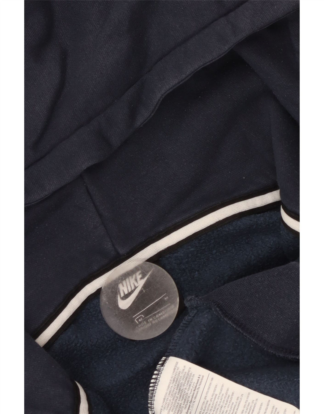 Felpa con cappuccio e collo con zip grafica Nike da uomo, blocco colore blu navy medio