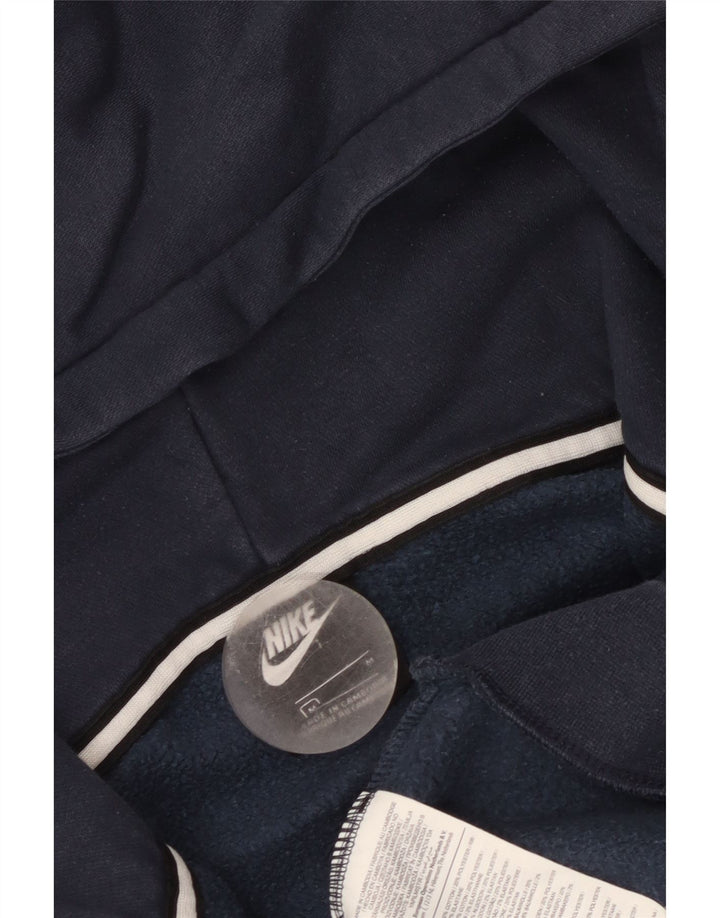 Felpa con cappuccio e collo con zip grafica Nike da uomo, blocco colore blu navy medio