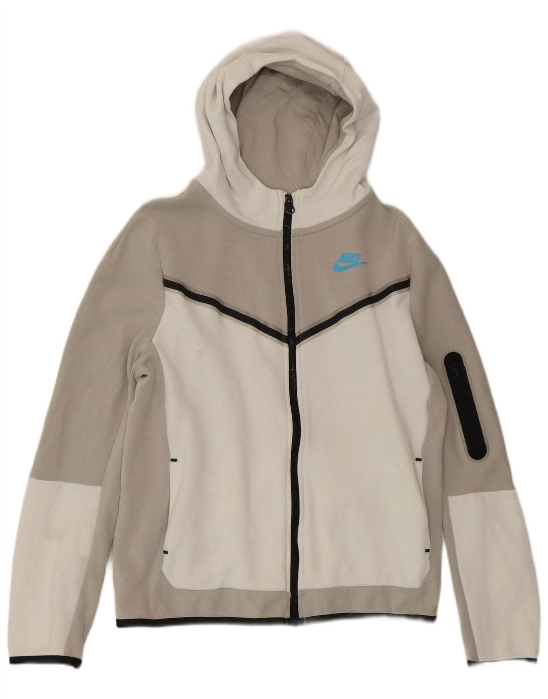 Felpa con cappuccio e zip NIKE per ragazzi 13-14 anni XL in cotone color block grigio