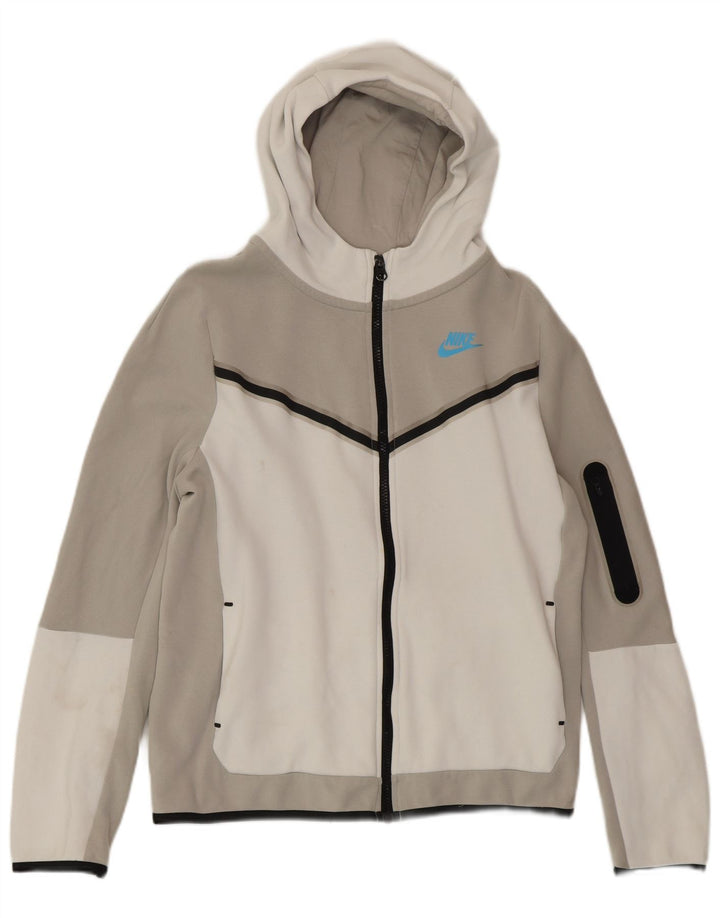 Felpa con cappuccio e zip NIKE per ragazzi 13-14 anni XL in cotone color block grigio