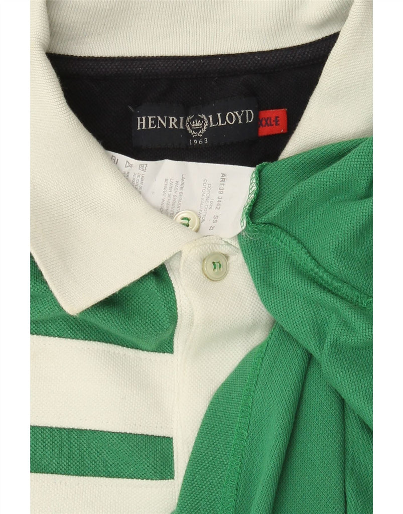HENRI LLOYD Mens Polo Shirt 2XL Green Colourblock Cotton Vintage Henri Lloyd and Second-Hand Henri Lloyd from Messina Hembry 