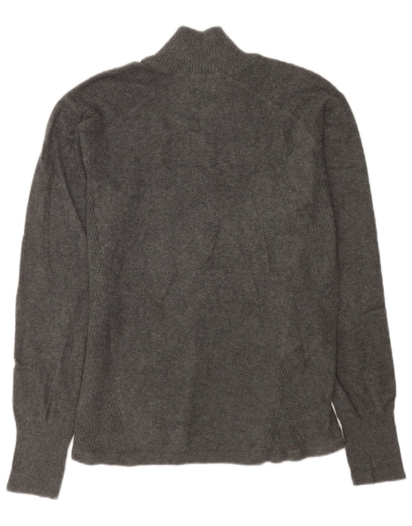 Maglione maglione da donna con collo con zip Eddie Bauer UK 18 XL cotone grigio