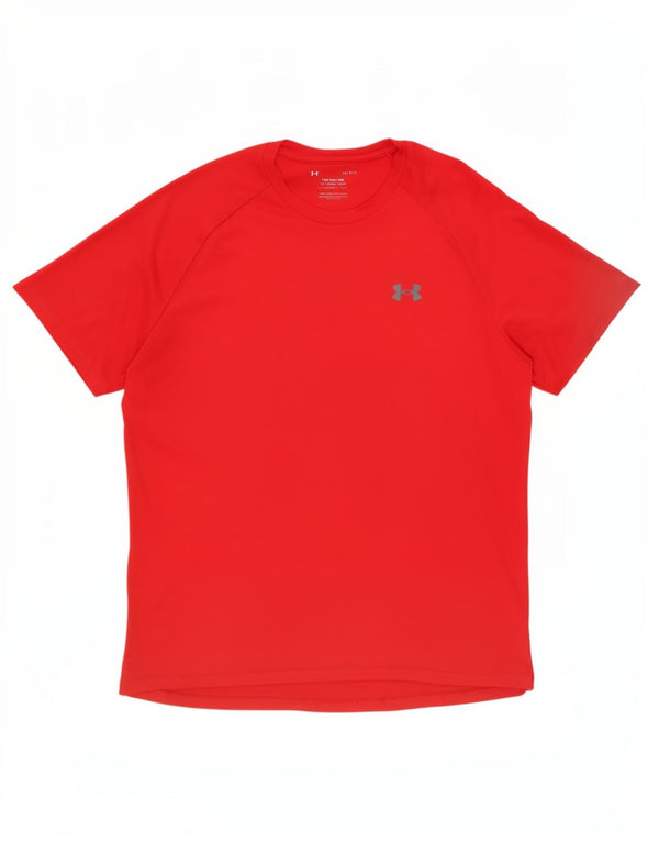 T-shirt da uomo Under Armour Top grande sportivo in poliestere rosso
