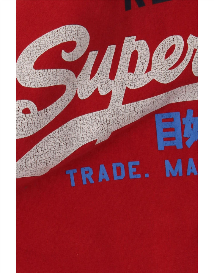Maglione con cappuccio grafico da uomo SUPERDRY in cotone rosso medio