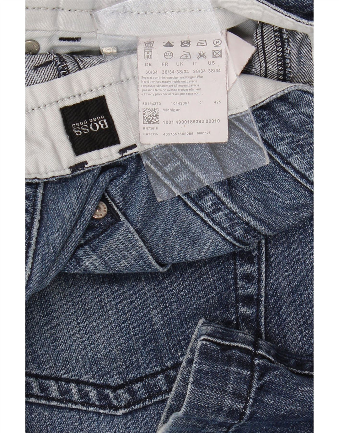 Jeans dritti da uomo HUGO BOSS W38 L34 cotone blu